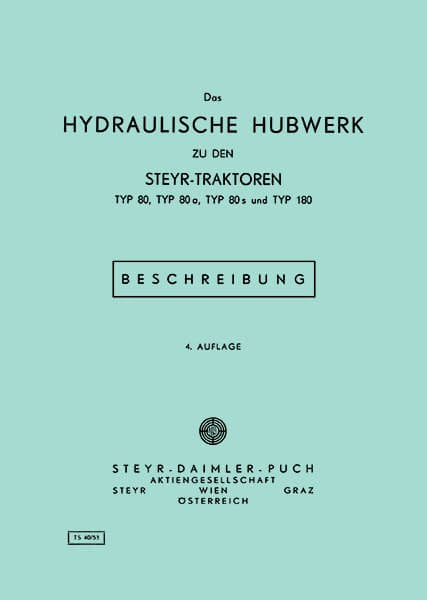 80 80a 80s 180 Hydraulisches Hubwerk Betriebsanleitung