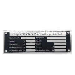 Typenschild zu Steyr 13er Baureihe