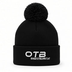 OTB Bommelmütze Schwarz mit Logo – Strickmütze Beanie mit Bommel | ersatzteilwelt.at