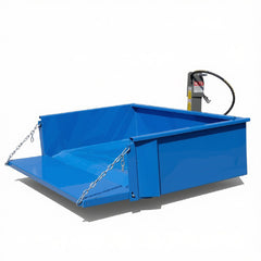 Kippmulde Standard 950 Blau RAL 5005 – abklappbare Pendelbordwand mit Kette und Karabiner als Ladeflächenverlängerung