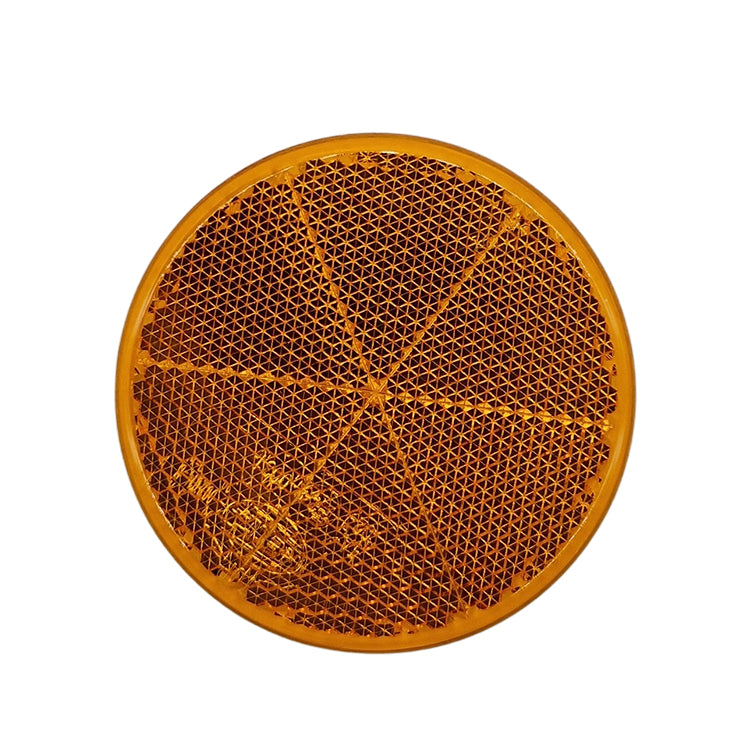 Rückstrahler Orange Ø60mm geklebt Vorderseite