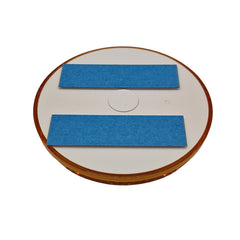 Rückstrahler Orange Ø60mm geklebt Rückseite