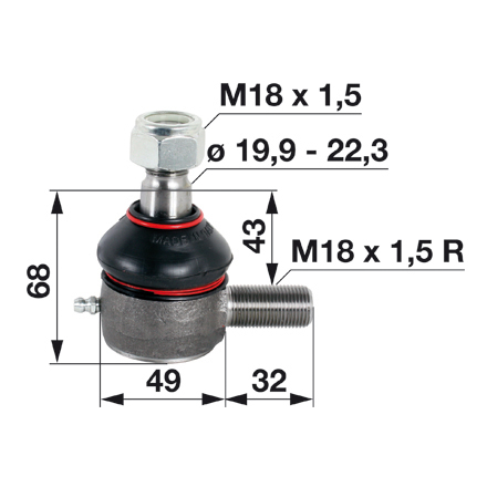 T180-T288 Kugelgelenk M18x1,5R