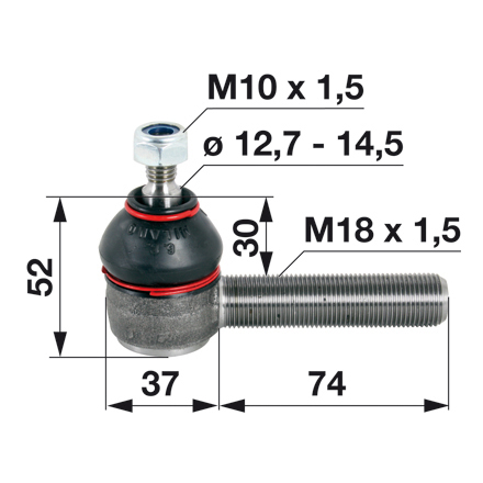 T188 Kugelgelenk M18x1,5 R