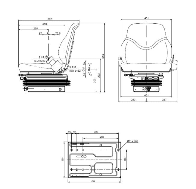 Sitz SC79 mechanische Federung M200 – PVC schwarz