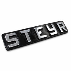 Steyr Emblem Groß Schwarz für Motorhaube vorne T180a & T185 – Messing verchromt