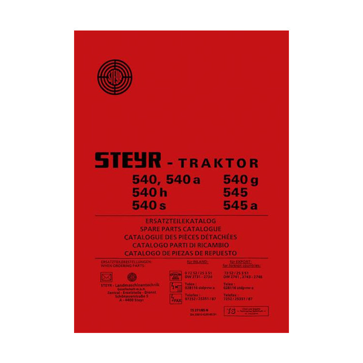 540 und 545 Traktor Ersatzteilkatalog