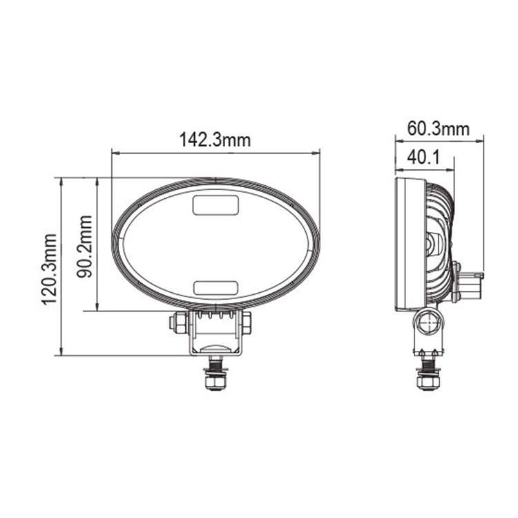 LED work light oval 24 watts 1440 lumens 