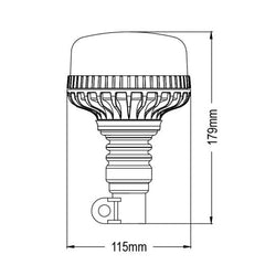 Faro rotante a LED piatto arancione 8 LED da 3 W con staffa flessibile 