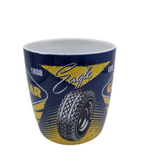 Hochwertige Kaffeetasse „Goodyear Tires 1898“ von hinten 