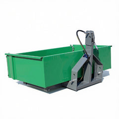 Fritz Kippmulde Standard 950 Oststeirer in Grün RAL 6001 mit Unterbau Grau RAL 7016 – hydraulisch einfach wirkende Heckkiste für Traktor, Kat. I