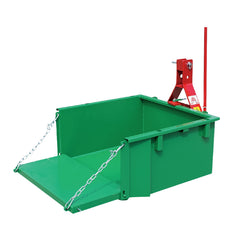 Fritz Kippmulde Mini M60 Grün-Rot – Heckansicht mit abklappbarer Pendelbordwand