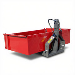 Fritz Kippmulde Standard 950 Oststeirer in Rot RAL 3000 mit Unterbau Grau RAL 7016 – hydraulisch einfach wirkende Heckkiste für Traktor, Kat. I