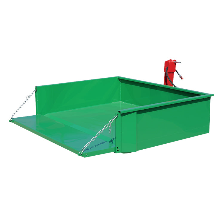 Kippmulde Standard 120 Grün-Rot – abklappbare Pendelbordwand mit Kette und Karabiner, 1,20 m Tiefe