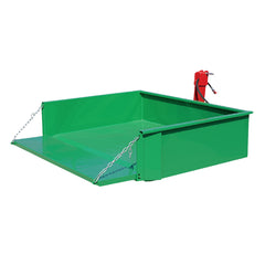 Kippmulde Standard 120 Grün-Rot – abklappbare Pendelbordwand mit Kette und Karabiner, 1,20 m Tiefe