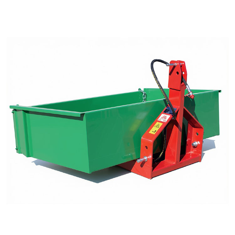 Fritz Kippmulde Standard 950 Oststeirer in Grün RAL 6001 und Rot RAL 3000 – hydraulisch einfach wirkende Heckkiste für Traktor, Kat. I