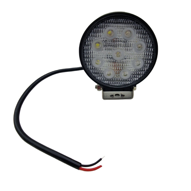 LED Arbeitsscheinwerfer Rund 27 Watt 2100 Lumen von vorne mit Kabel 