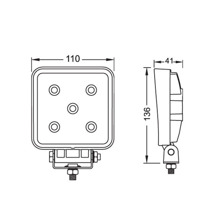 LED Arbeitsscheinwerfer 15 Watt 1050 Lumen Zeichnung 