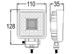 LED Arbeitsscheinwerfer 38W 3800 Lumen Zeichnung 