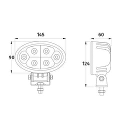 LED Arbeitsscheinwerfer Oval 18 Watt 1350 Lumen Zeichung 