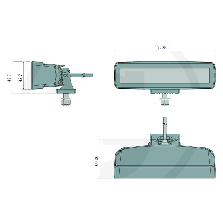 LED Arbeitsscheinwerfer mit Warnlicht 22 Watt 2880 Lumen Zeichnung 
