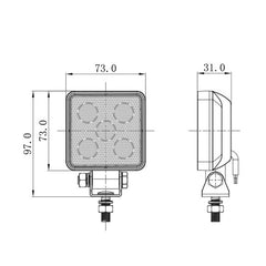 LED Mini Arbeitsscheinwerfer 7.5 Watt 950 Lumen Zeichnung 
