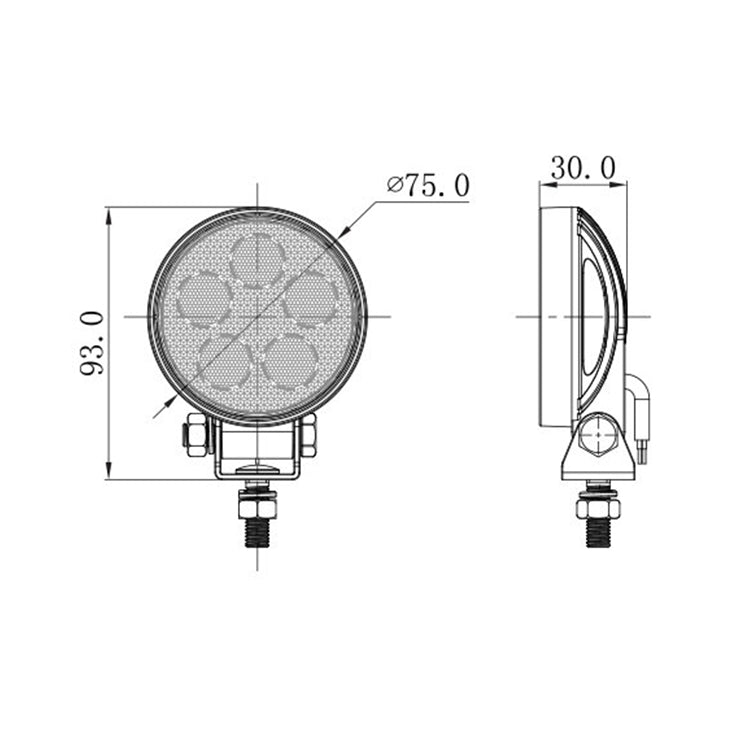 LED Mini Arbeitsscheinwerfer Rund 7.5 Watt 950 Lumen Zeichnung 
