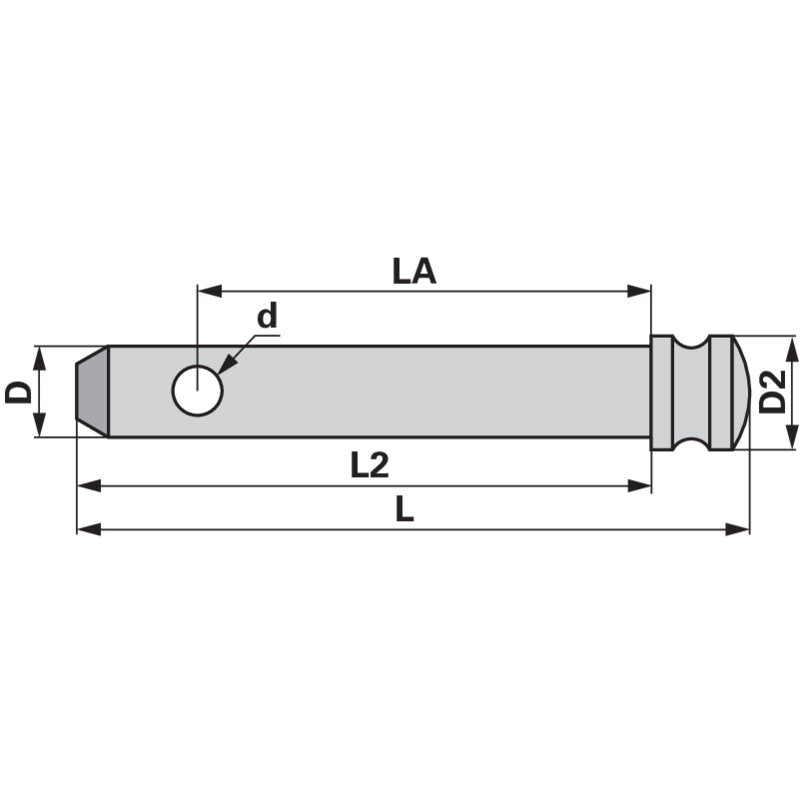 Standardbolzen Ø 25 mm × 120 mm mit Maße
