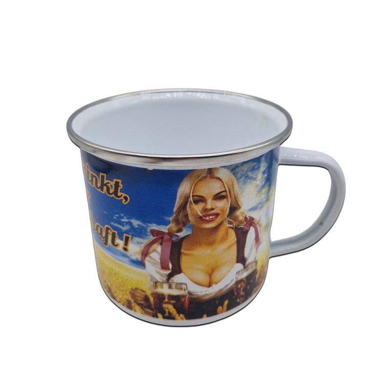 Enamel mug - Whoever drinks beer helps agriculture