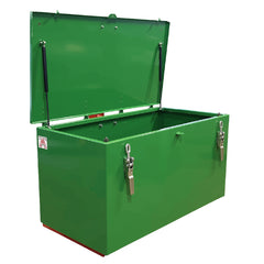 Forstbox Grün RAL 6001 mit Handgriff am Deckel und Gummipuffern, auch als Frontgewicht einsetzbar