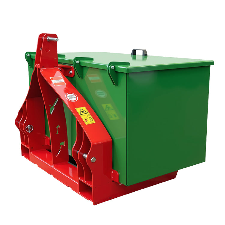 Traktor Heckbox / Forstkiste 120x60x60 cm in Grün RAL 6001 für Front- und Heckhydraulik Kat. I und II