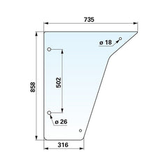 Türscheibe klar zu Fritzmeier 520926 links und rechts unten