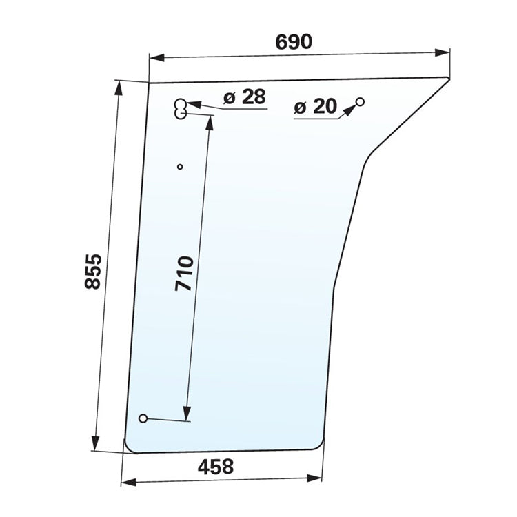 Türscheibe klar zu Fritzmeier 521004 links und rechts unten