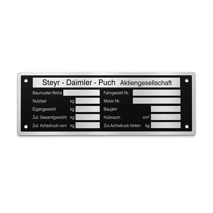 Steyr T80 Typenschild Premium 145 × 50 mm