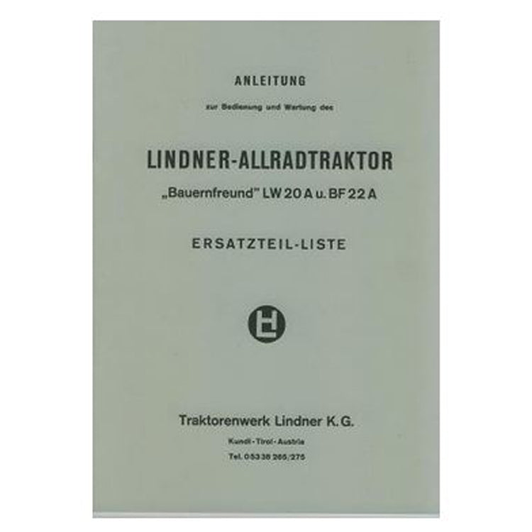 Lindner LW 20A e BF 22A, (trazione integrale) istruzioni per l'uso e catalogo ricambi