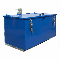 Abschließbare Forstkiste Blau RAL 5005 mit Deckelverriegelung, Gasdruckdämpfern und 500 kg Nutzlast